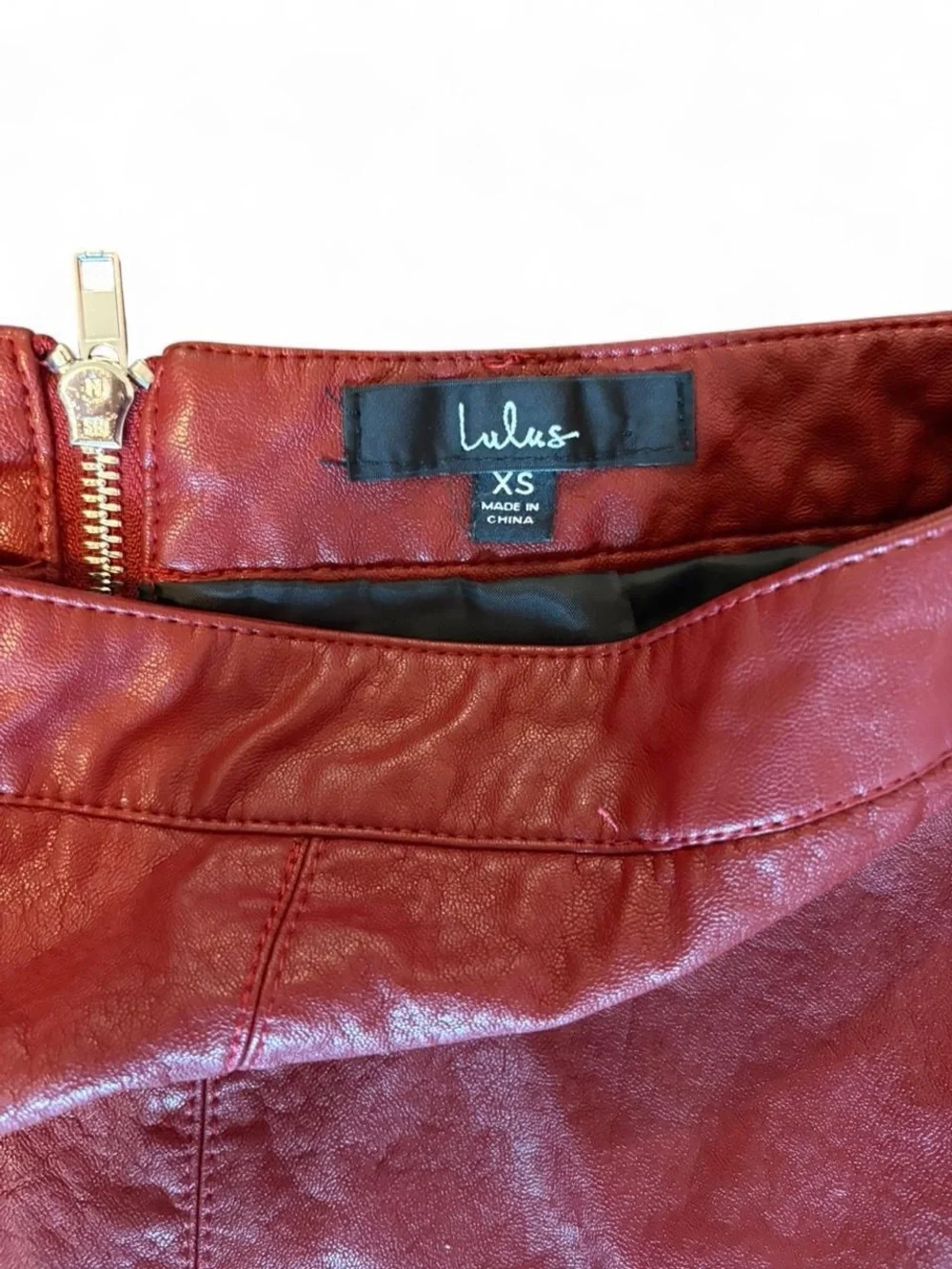 Lulus Women’s Red Faux Leather Mini Skirt, Size XS